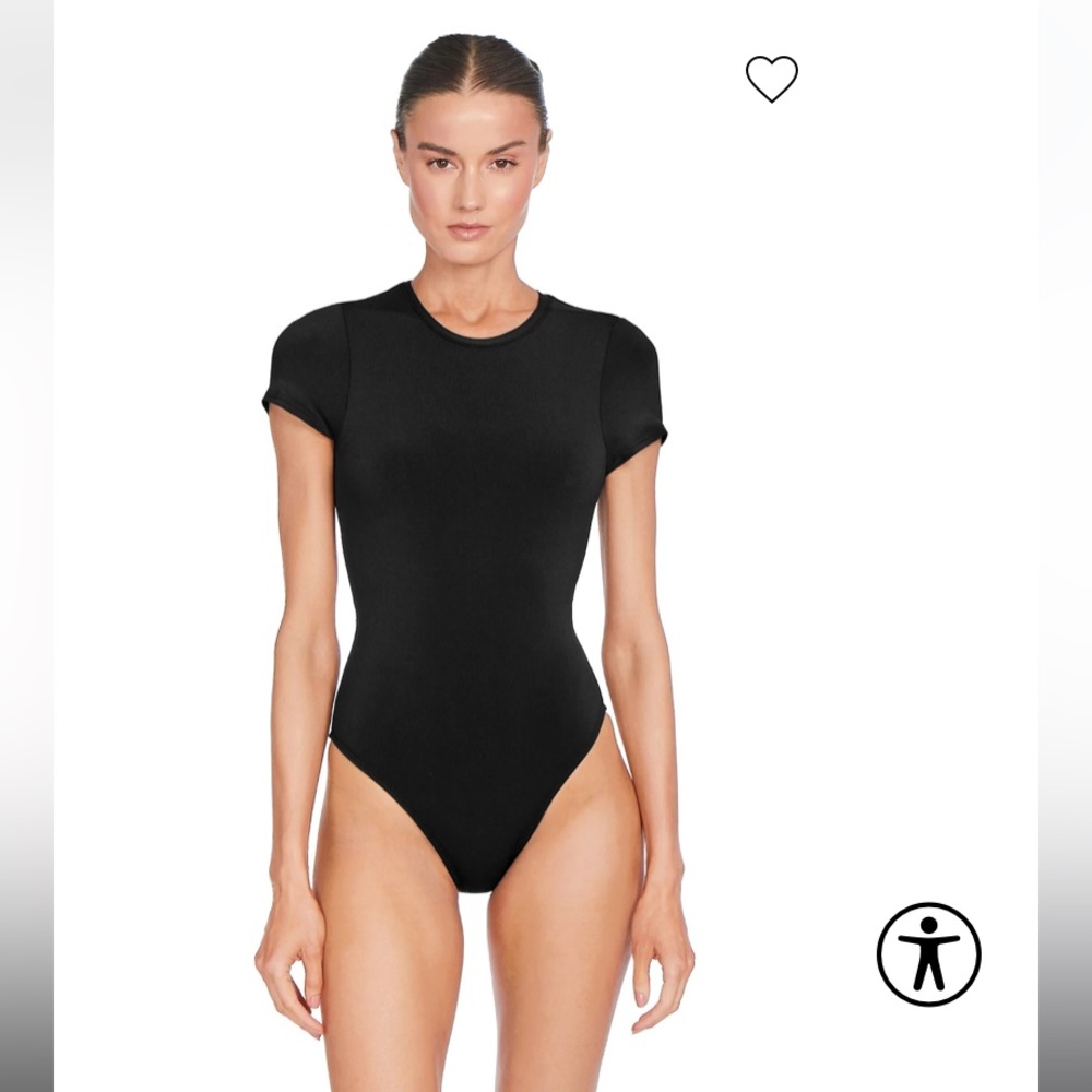 Robin Piccone Black Short Sleeve One-Piece Swimsuit-NWT